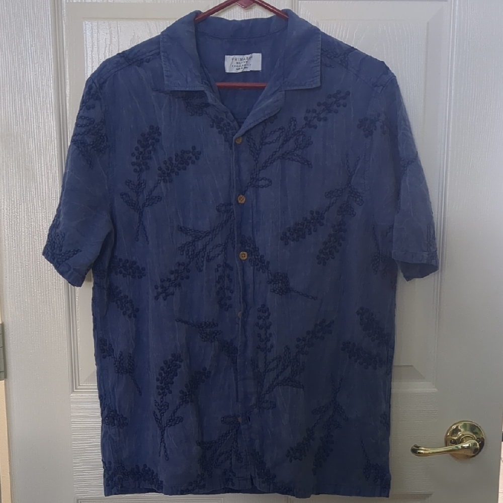 Primark Men's Navy Floral Shirt